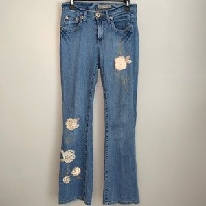 Vintage Z CAVARICCI 90s Y2K Floral Applique Embroidered Jeans Size 4